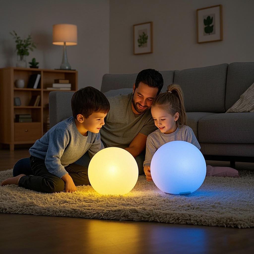 Mr.Go 12-Inch Rechargeable Led Ball Light, Rgb Color-Changing Globe Orb Lamp W/Remote, Home Kids Room Bedroom Bar Table Patio Po