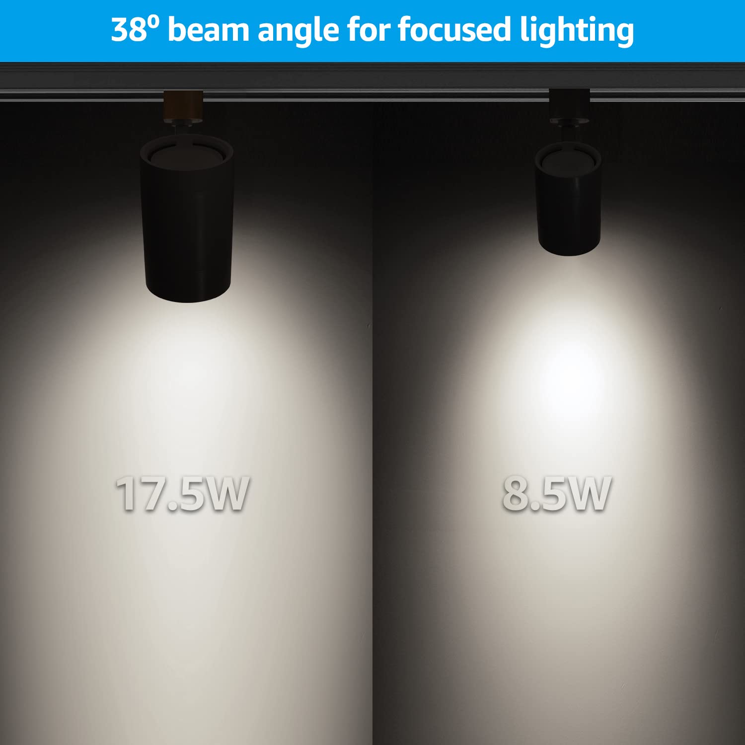 Leonlite 8-Pack 8.5W Led Track Lighting Heads, 4000K Cool White, 38° H Type Track Light Heads, Cri90+ Dimmable Led Track Spotlight Fixtures, Matte Black