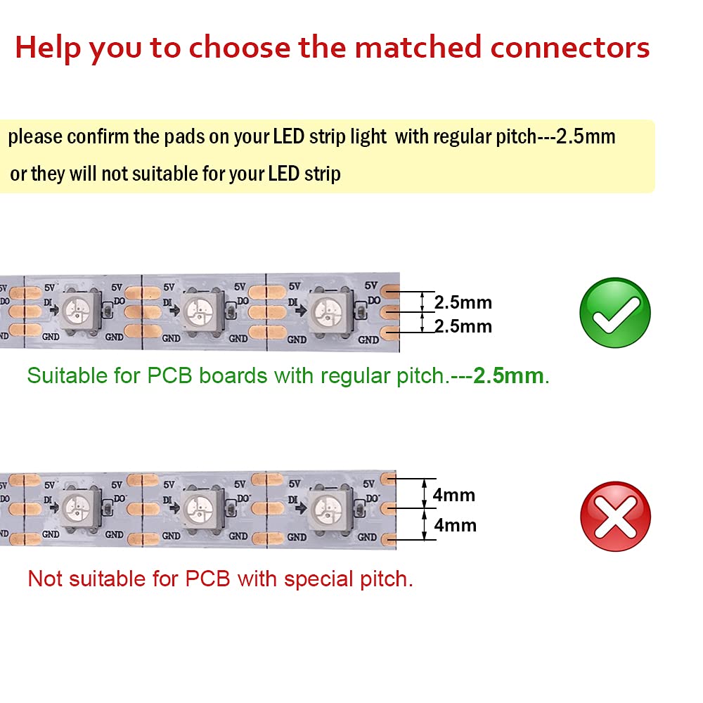 Fsjee 3 Pin Led Strip Connector Kit, Include Led Corner Connector, Unwired Gapless And T Shape Connector,Strip To Strip And Strip To Controller Jumper For 10Mm 3Pin Ws2811 Ws2812 Led Strip