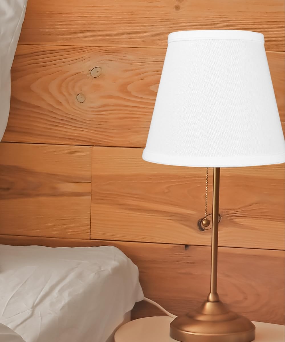 5X8X7 Empire Hardback White Linen Edison Clip-On Lampshade - Perfect For Small Table Lamps, Desk Lamps, And Accent Lights -Small