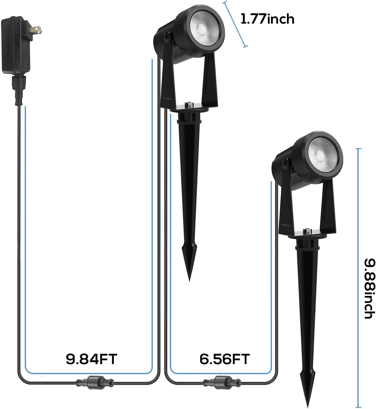 Banord Outdoor Landscape Lighting 4 Pack, IP65 Waterproof, 2700K Warm White, Acrylonitrile Butadiene Styrene, Model BN-Spot-White-4P
