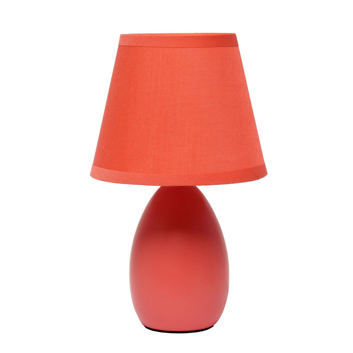 Creekwood Home Orange Ceramic 9.45&quot; Petite Bedside Table Lamp With Drum Shade