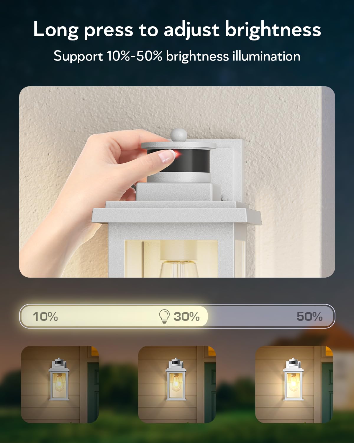 VIANIS Motion Sensor Outdoor Wall Light Fixture, Waterproof Aluminum, White, 1-Pack, Model V81251W
