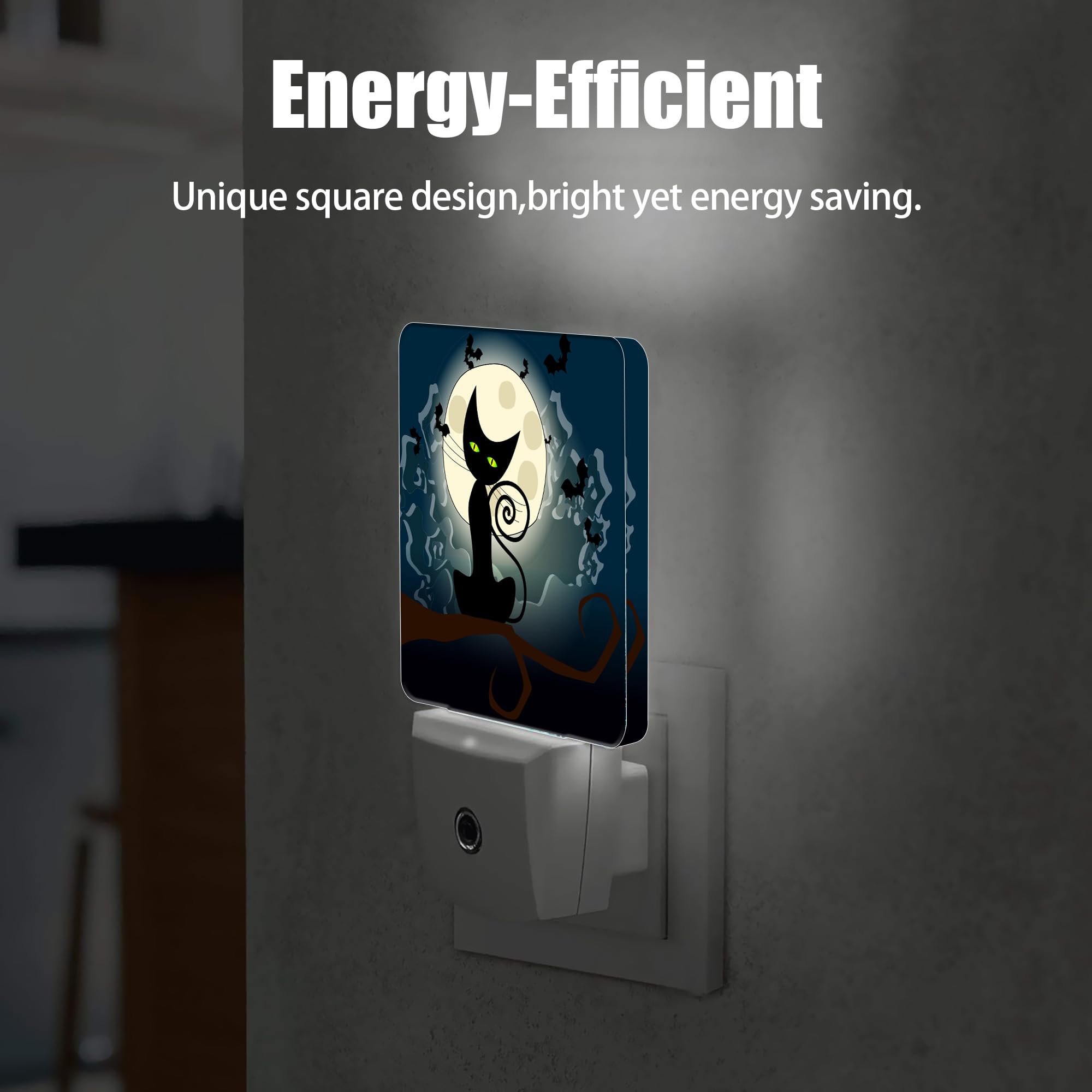 Jopowide Night Light - Black Cat Fantasy Halloween, Acrylic, Dusk to Dawn Sensor, Model SBD04