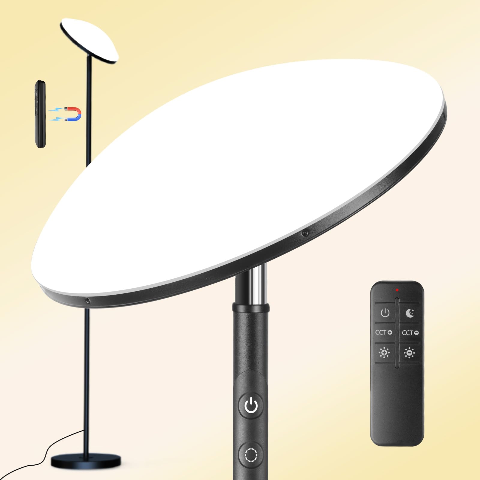 Yikuneng Led Floor Lamp 36W 3600Lm, Remote & Touch Control, Dimmable 2700K-650