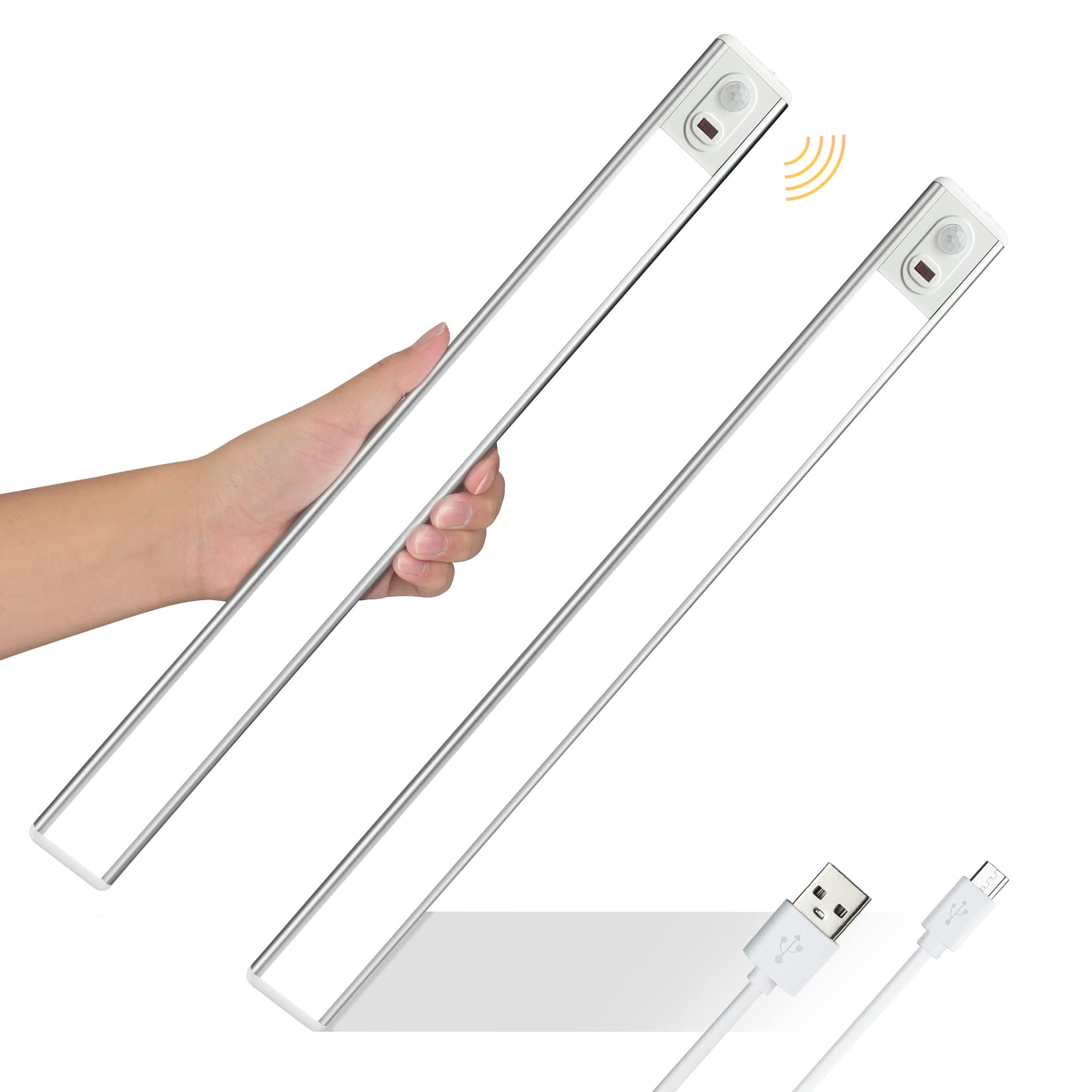 Everbrite 70Led Dimmer Under Cabinet Lighting, Motion Sensor, 2-Pack, White, Ultra Thin Design, 300 Lumen, 6000K