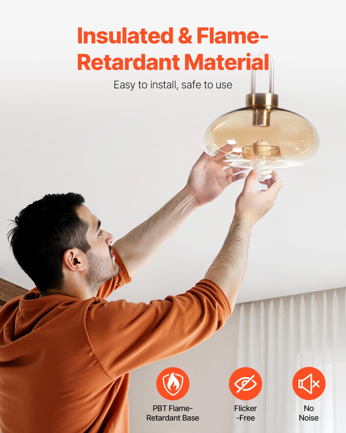 VEVOR 4-Pack CFL Light Bulbs, 13W, 2700K Warm Light, 900lm, GU24 Base, White, Model SN298