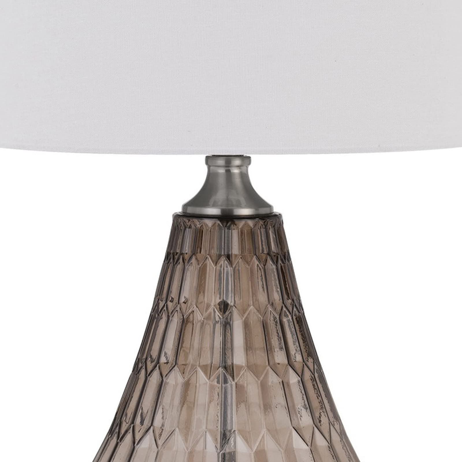 Benzara Glass Table Lamp with Dimmer, Geometric Base, 31 in., Brown, Model BM272317