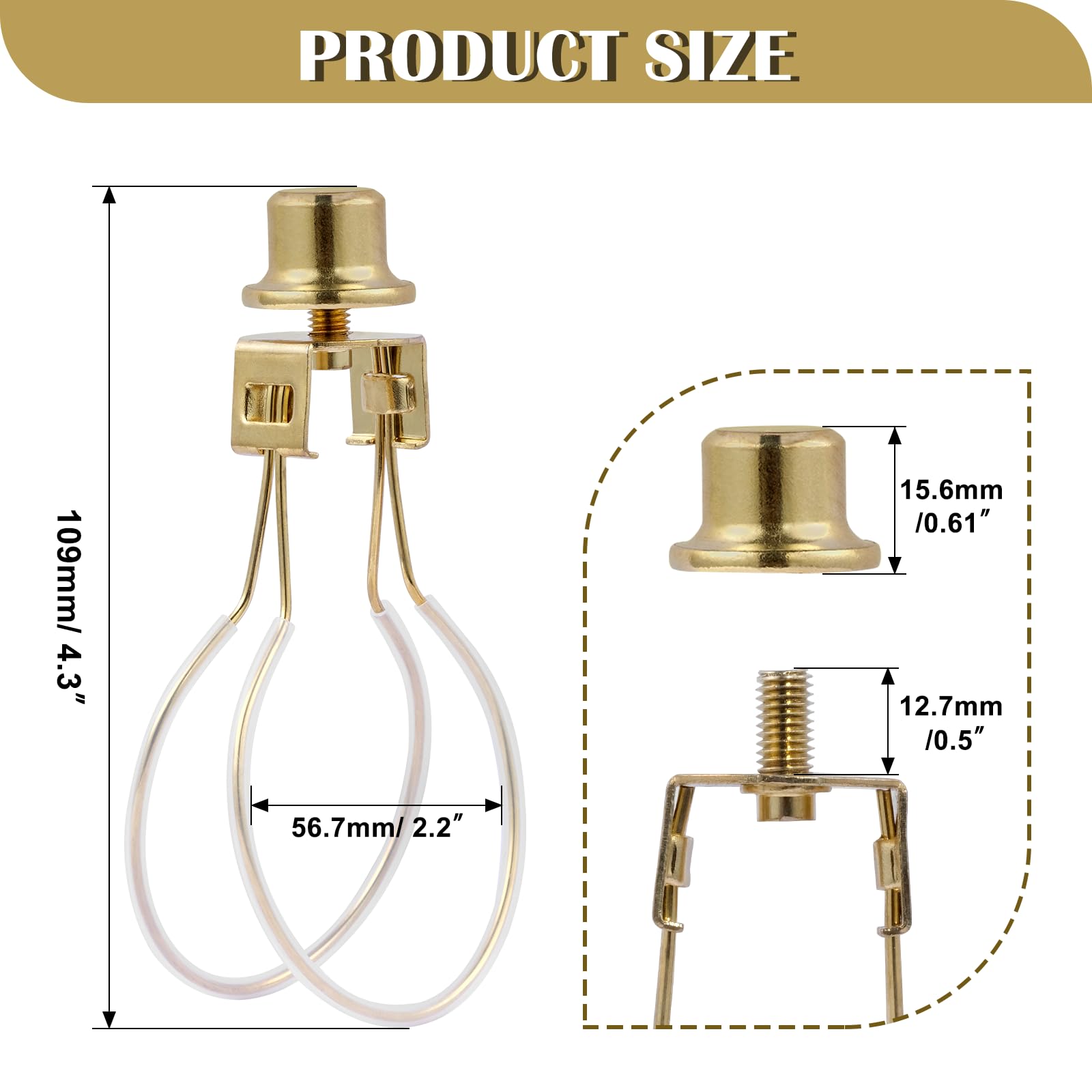 Lamp Shade Holder,Lamp Shade Light Bulb Clip Adapter,Clip On Lampshade Adapter Includes Finial And Lampshade Levellers,Spring Clip For Light Bulb (Gold)