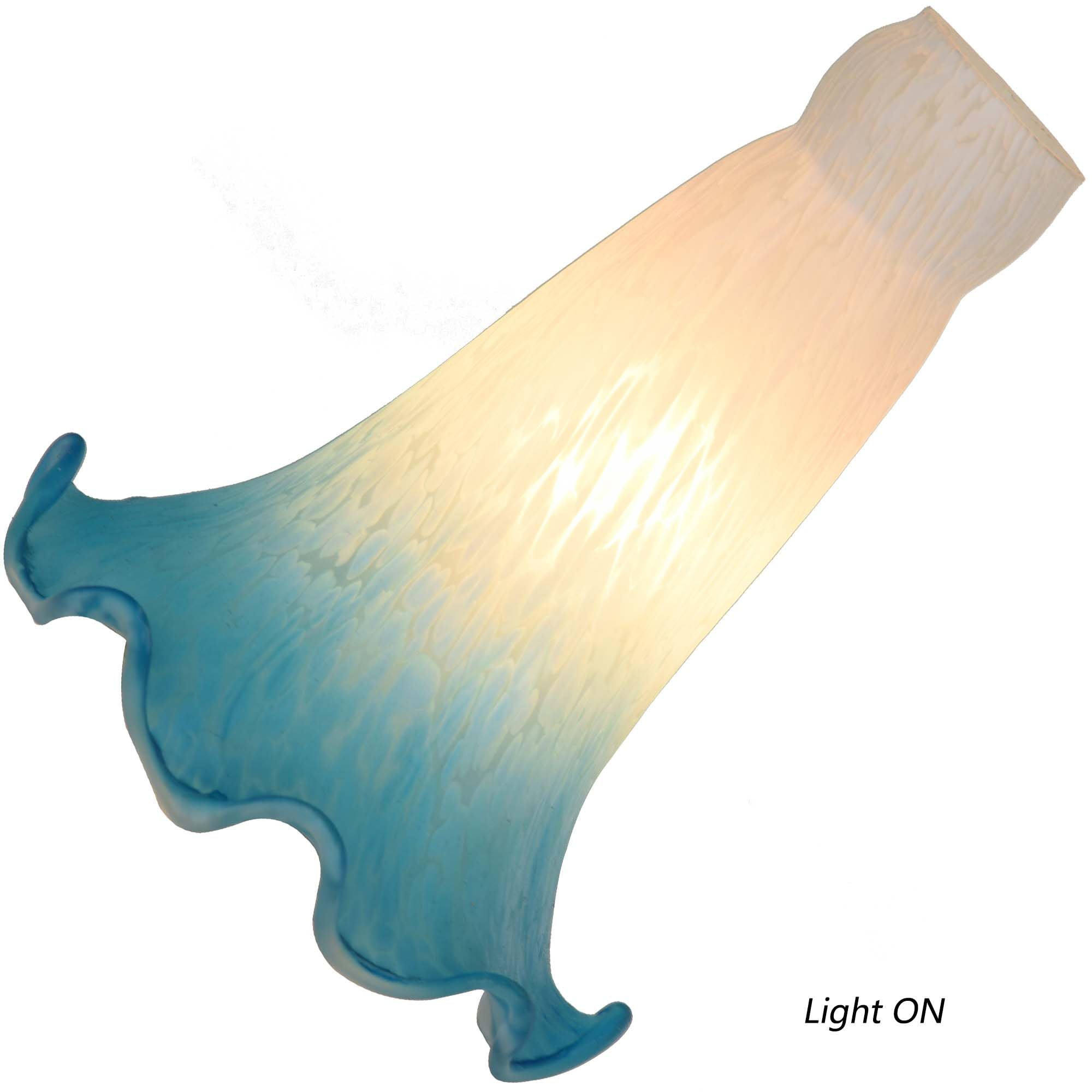 Bieye LS04S Lily Flower Blown Glass Lampshade, White Blue, Small I.D. 0.87" x O.D. 1"