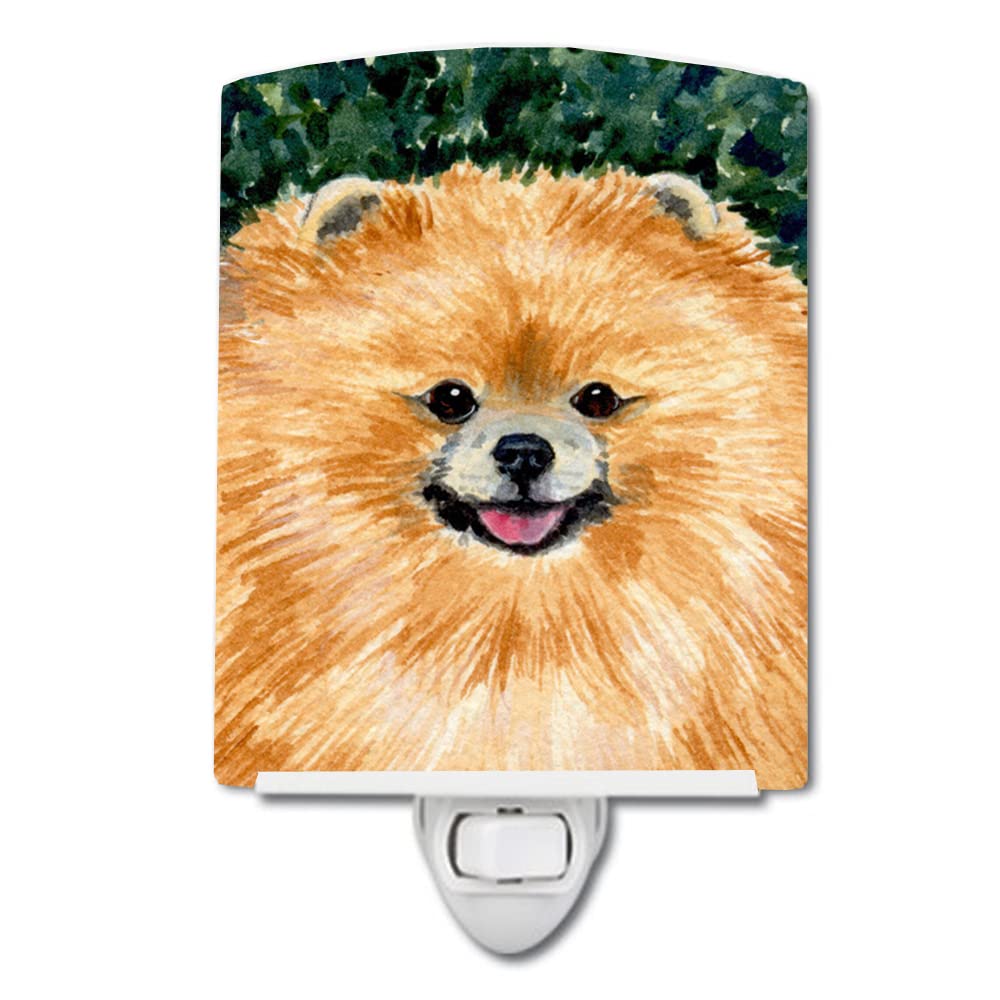 Caroline'S Treasures Ss8725Cnl Pomeranian Ceramic Night Light Compact, Ul-Certified, Ideal For Bedroom, Bathroom, Nursery, Hallway, Kitchen, 6X4X3, Multicolor