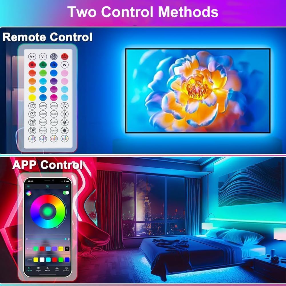 Pstar Rgb Led Backlight For 32-45 Tvs, 9.84Ft Music Sync, Usb Powered, Remote & App Control, Vinyl Material