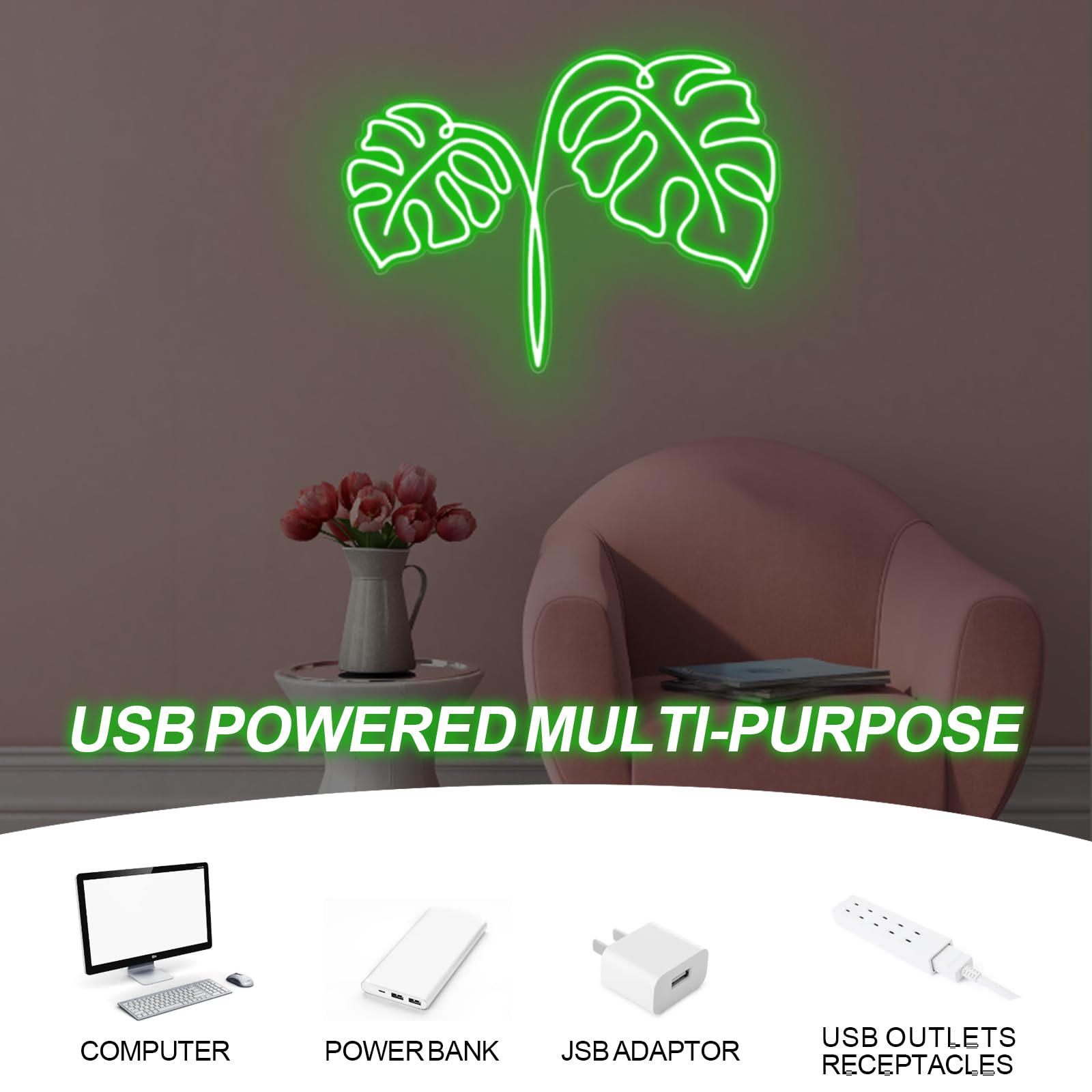 Monstera Neon Sign  Custom Color Monstera Leaf Led Sign  Plant Neon Sign  Bedroom Decor  Monstera Leaf Neon Signs  Green Leaf Led Lights Mothers Day Gift  Boys Teen Bar Living Room Party
