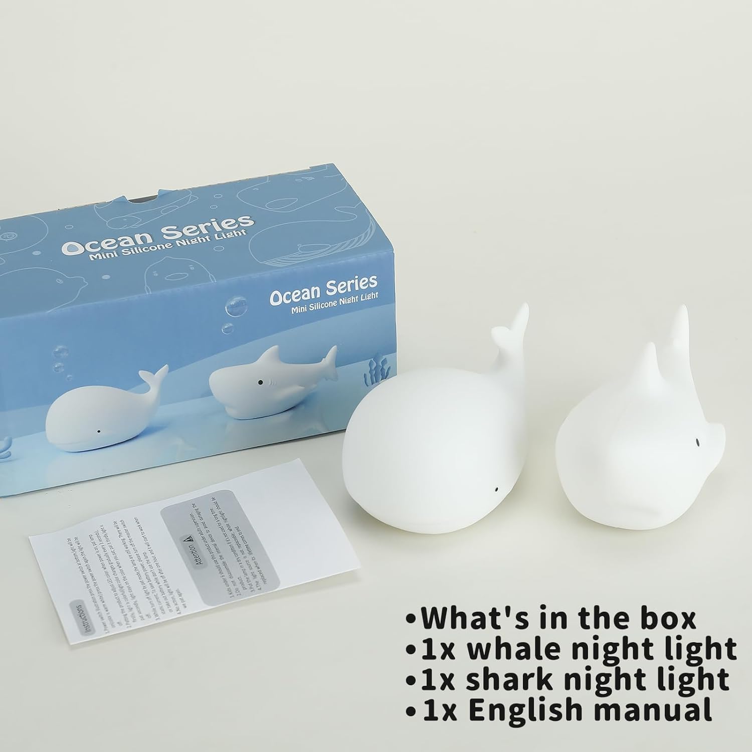 Loveruis Cute Whale Night Light Kids - Nightlight For Children Shark Night Lamp Light Birthday Halloween Christmas Gift With 7 Colors Changing