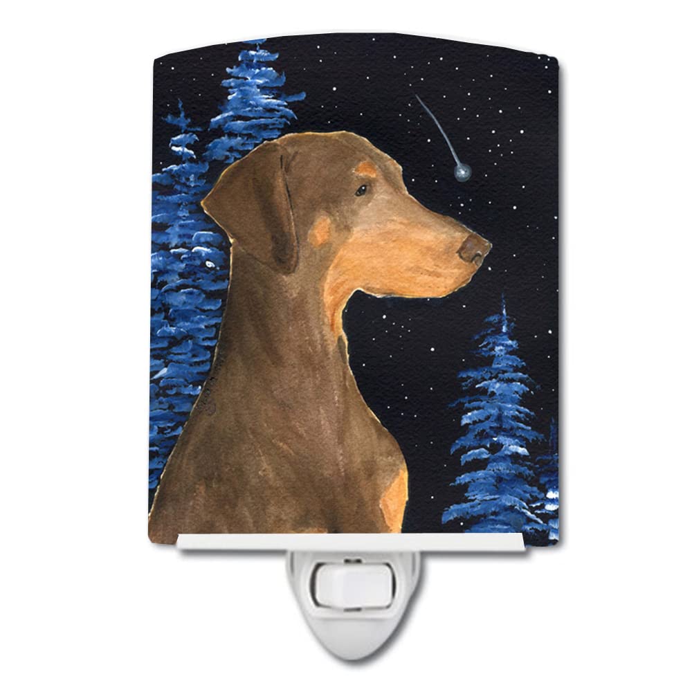 Carolines Treasures Ceramic Night Light, Starry Night Doberman, UL-Certified, 6x4x3 inches, Multicolor, Model SS8462CNL