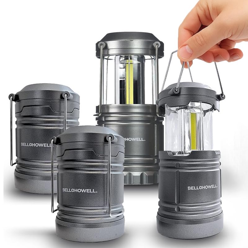 Bell+Howell Multipurpose Camping Lanterns - 4 Pack, Extremely Bright LED, Waterproof IP65, Silver, Model 7283