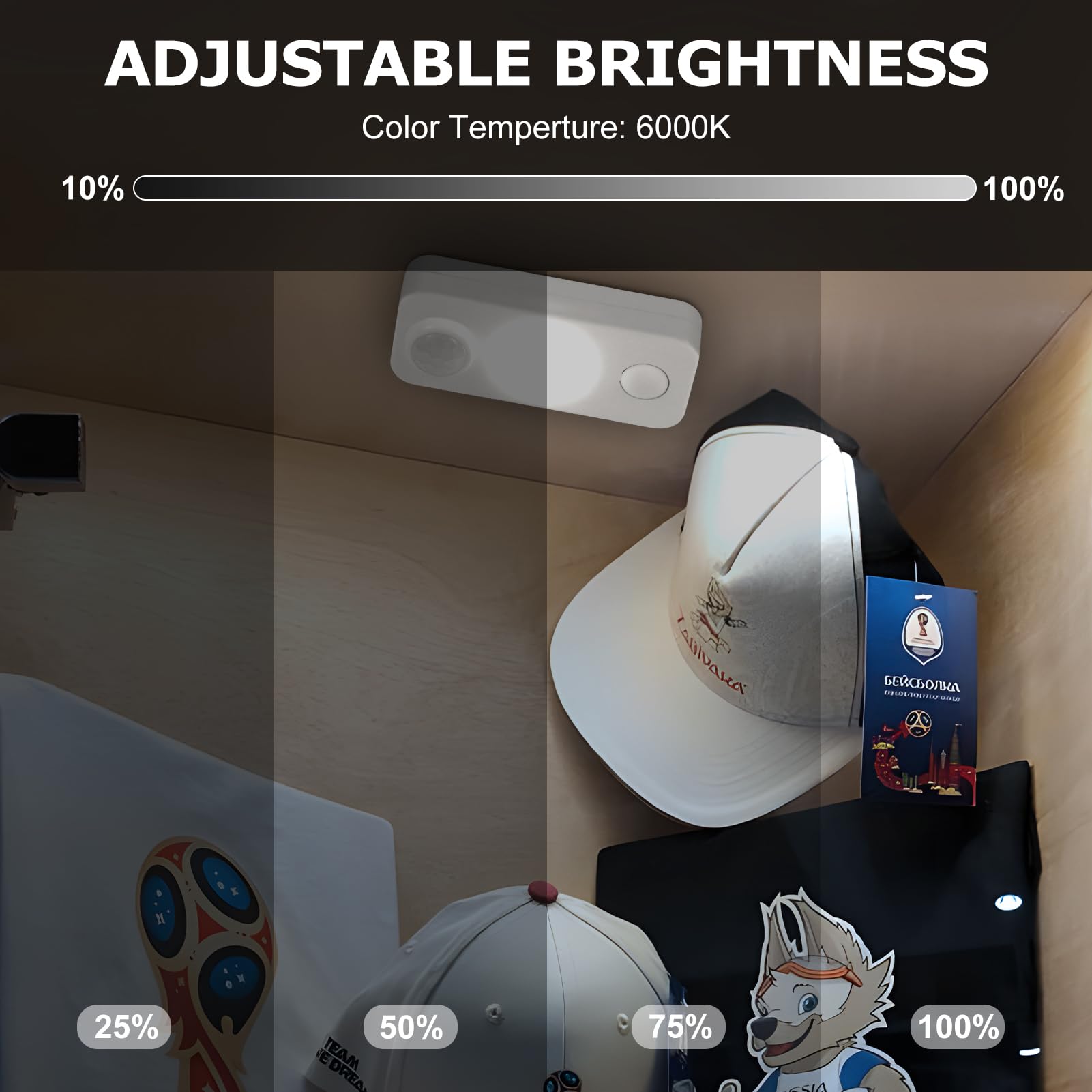 NIEGNOWOO LED Motion Sensor Puck Lights, Rechargeable, Daylight White, 8 Pack, USB Charging Cord Included, Model DC-GY-CGD-DW-8P-US