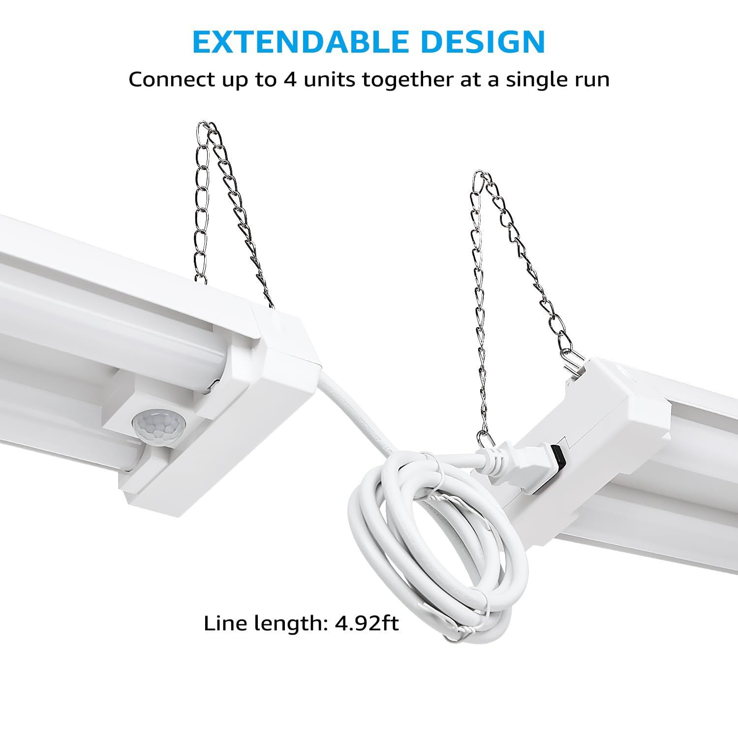 LEONLITE LED Shop Light 40W Motion Sensor Linkable 4FT 4000lm Daylight 5000K Metal Pack of 4