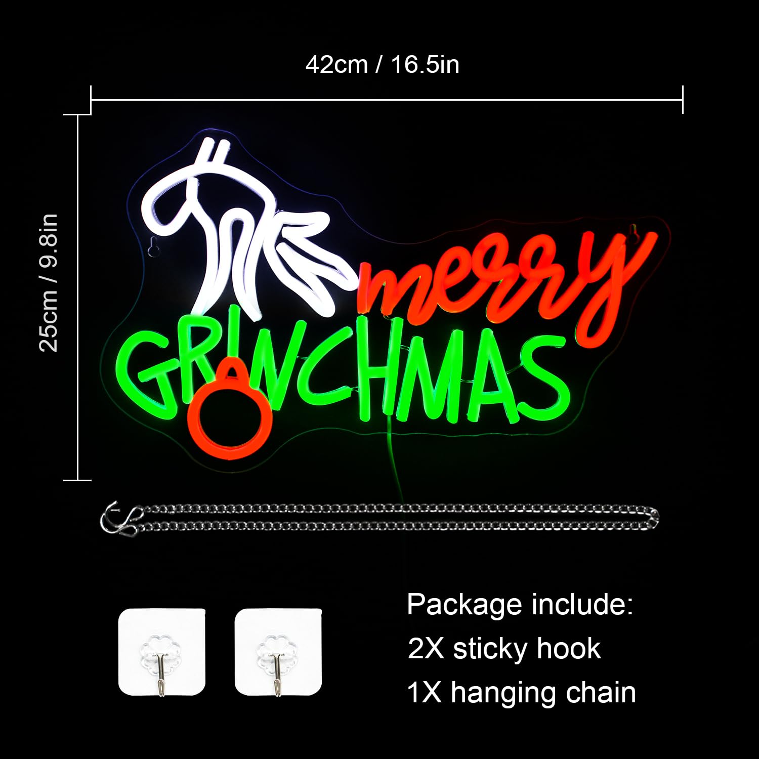 WLHOPE Merry Christmas Neon Sign - Green & Red LED Wall Decor - Acrylic Christmas Gift for Parties & Shops