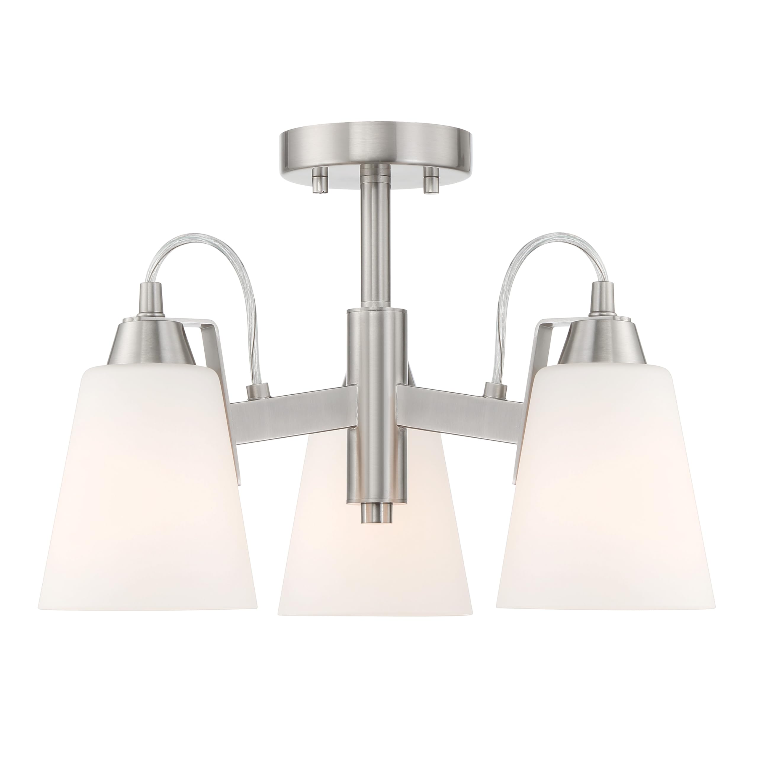 Minka-Lavery Beckonridge 3 Light Semi Flush in Brushed Nickel Finish with Etched Glass