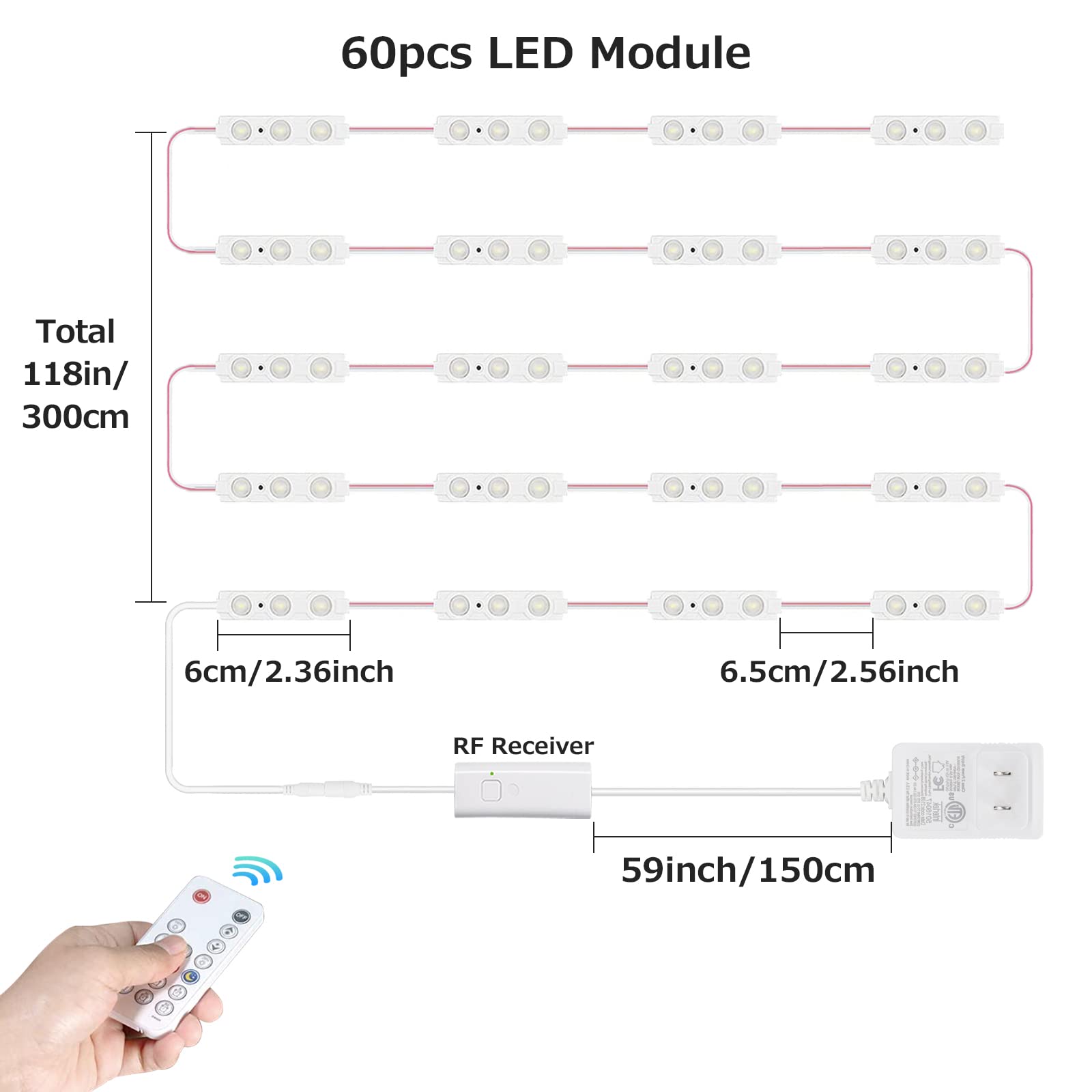 Kintion LED Vanity Mirror Light, 60pcs Ultra Bright White, 9.8ft Dimmable Waterproof Strip Light, Memory Function, Breath Mode