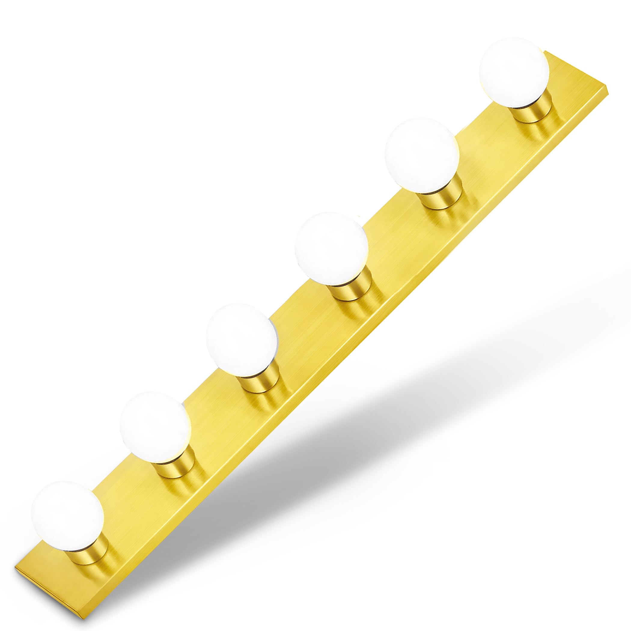 DYSMIO Vanity Strip Light Fixture - Gold Aluminum, 6 Light, 36 x 4.25 Inches - Hollywood Style for Bedroom, Bathroom, Makeup Studio