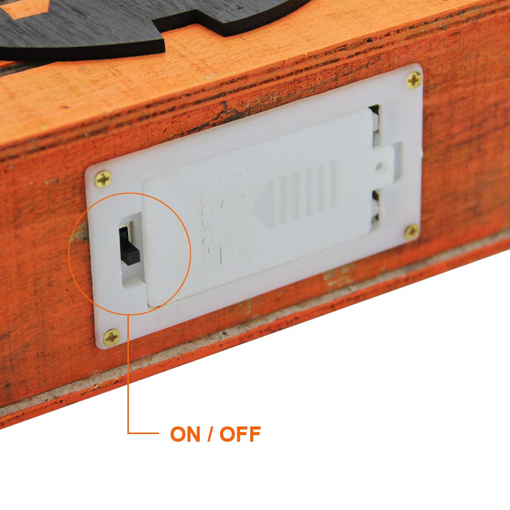 Mortime 2 Pack Pumpkin Wooden Light Halloween Decorations, Harvest Fall Thanksgiving Party Decoration With Led Light