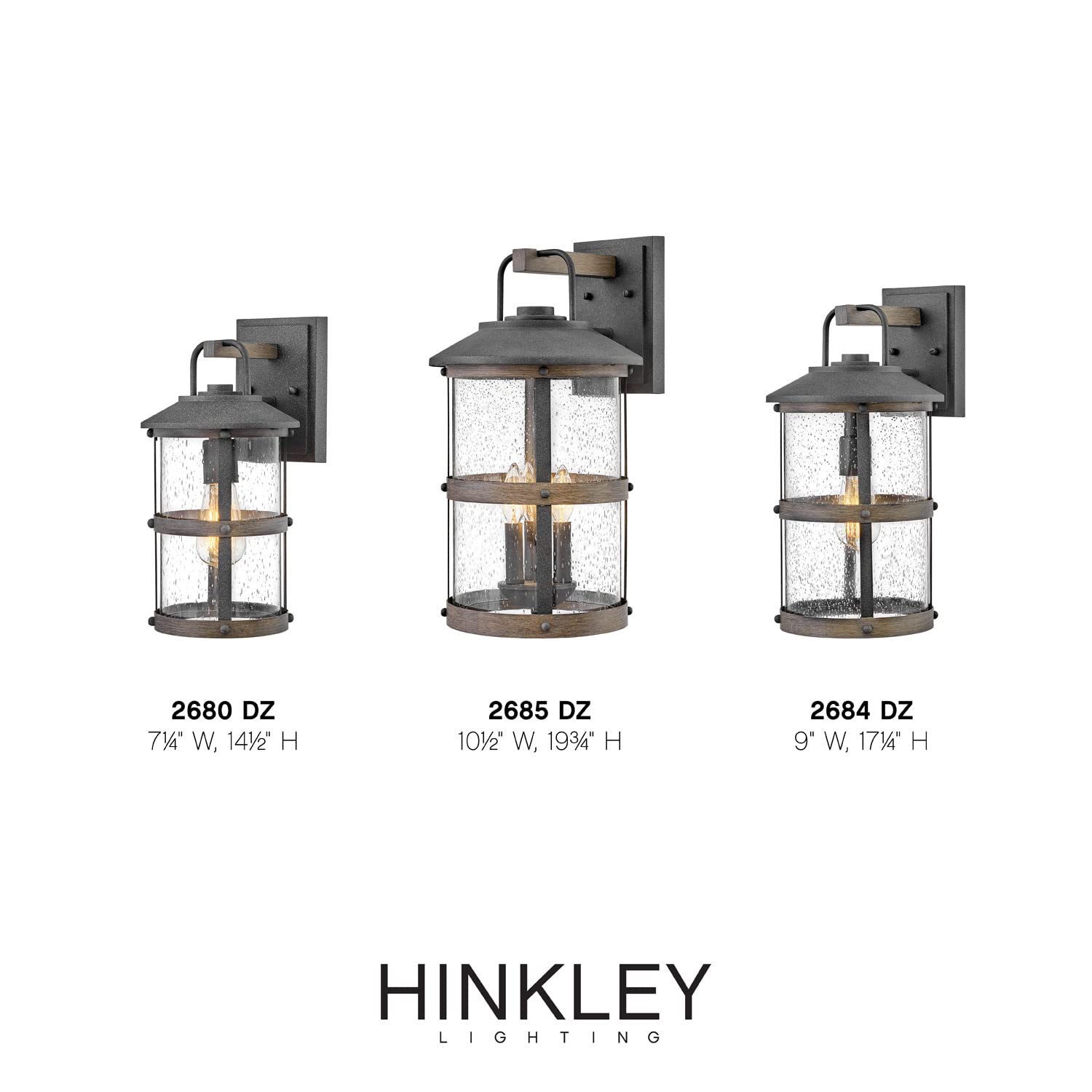 Hinkley Lakehouse Medium Wall Mount Lantern, 1-Light, Aluminum, Aged Zinc with Driftwood Gray Accents, Model 2684DZ