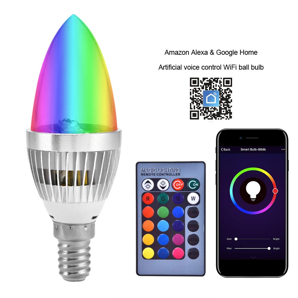 Atyhao RGB Candle Light, E14 E12 3W RGB LED Color Changing Candle Light Lamp Bulb Remote Control Kit for Corridors, Toilets, Cor