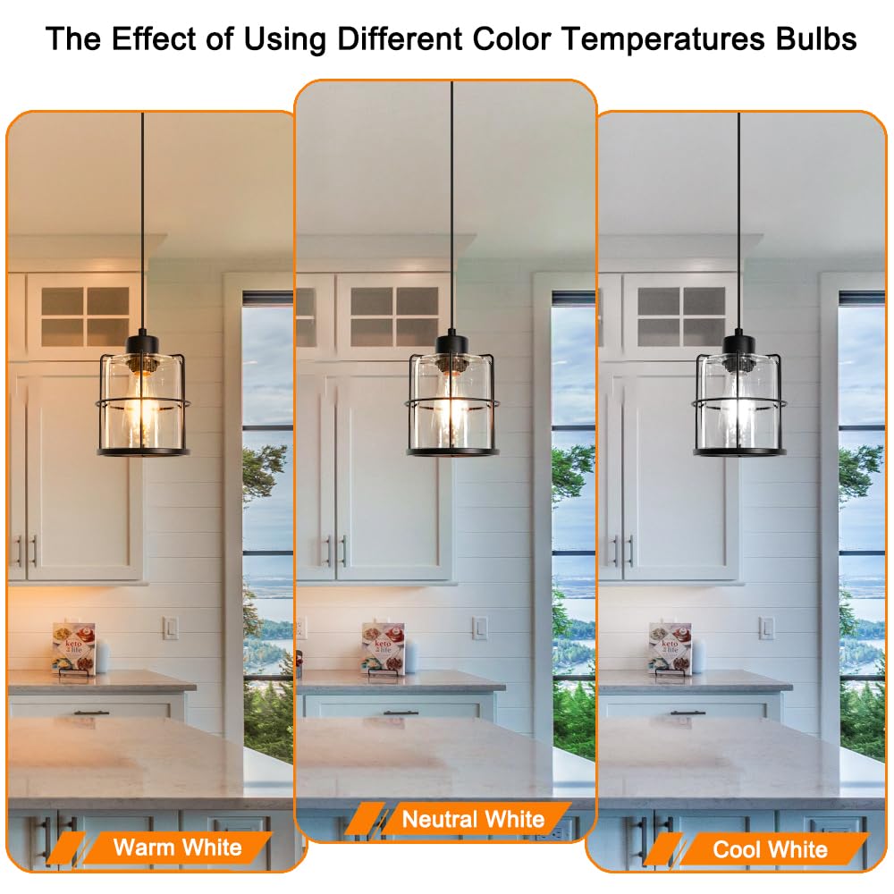 Industrial Black Cage Hanging Lamps, Island Lights For Kitchen With Adjustable Cord, Farmhouse Pendant Lights, Pendant Light Fix