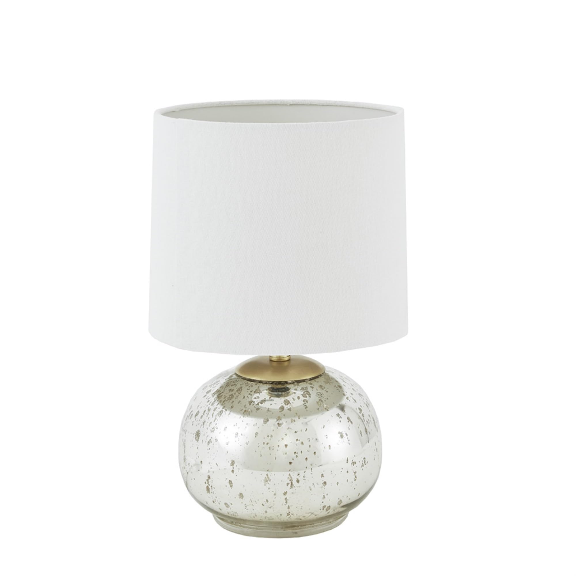 Ergode Metallic Glass Table Lamp - Elegant Silver and Gold Base with White Drum Shade - Includes Type A Light Bulb - Enhance Your Living Space with Timeless Beauty and Functionality