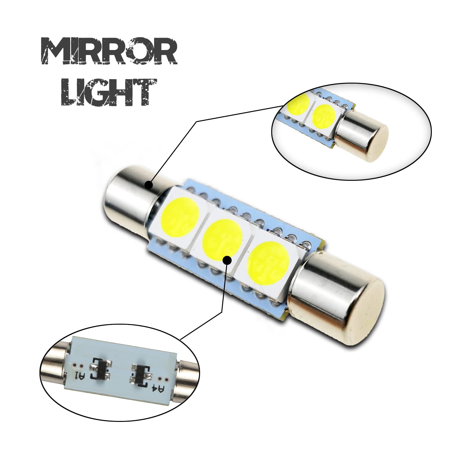 iBrightstar LED Bulbs for Car Vanity Mirror, 29mm 6614F 6612F, Super Bright, Xenon White, Model: iBrightstar-29mm-5050