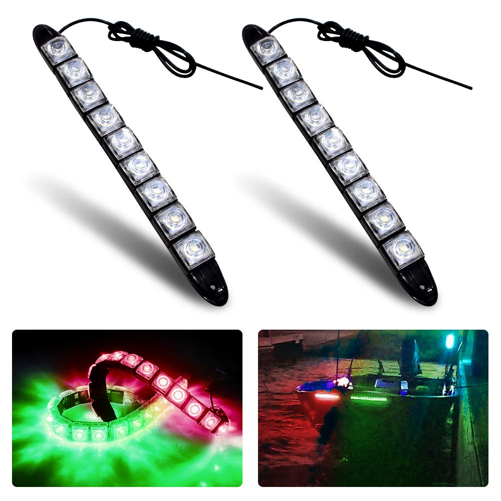 Acelane LED Navigation Lights for Boats, IP67 Waterproof, Green & Red Strip Lights for Bow Side Port Starboard