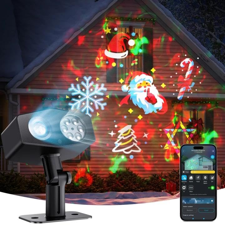 Govee Outdoor Decoration Projector Light  Upgraded LED Snowflake Projector  180 Rotation  20 HD Effects & 58 Scene Modes with App Control  IP67 Compatible with Alexa  Google Assistant  Matter