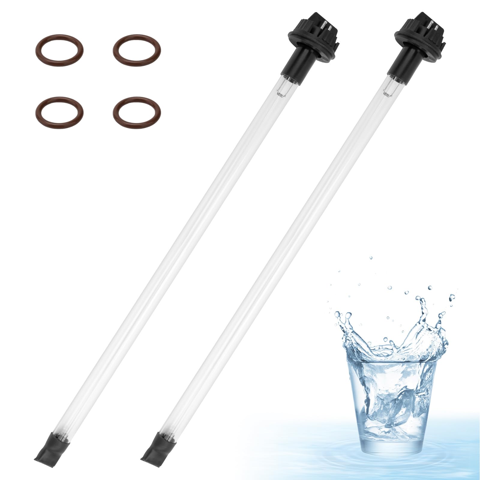 UV Bulbs Compatible with Viqua 602805-43W UV-C Lamp for Trojan Max C  Max D  C4  D/Plus  D4/Plus  IHS12-D4 Systems  4-Pins Base  Quartz Sleeve & O-Rings  2 Pack