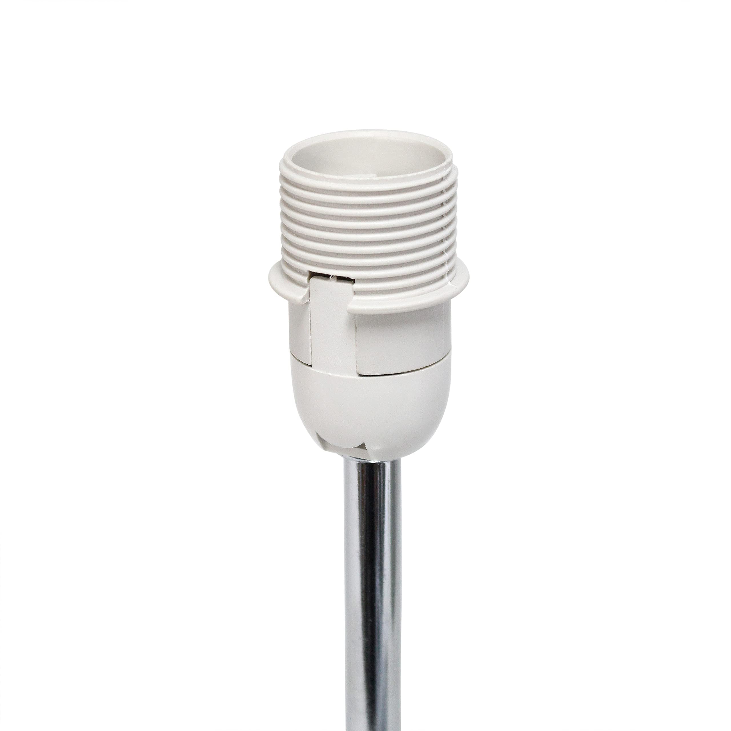 Simple Designs Lt2007-Wht Chrome Mini Table Lamp, Fabric Shade, Metal, White, No Bulb