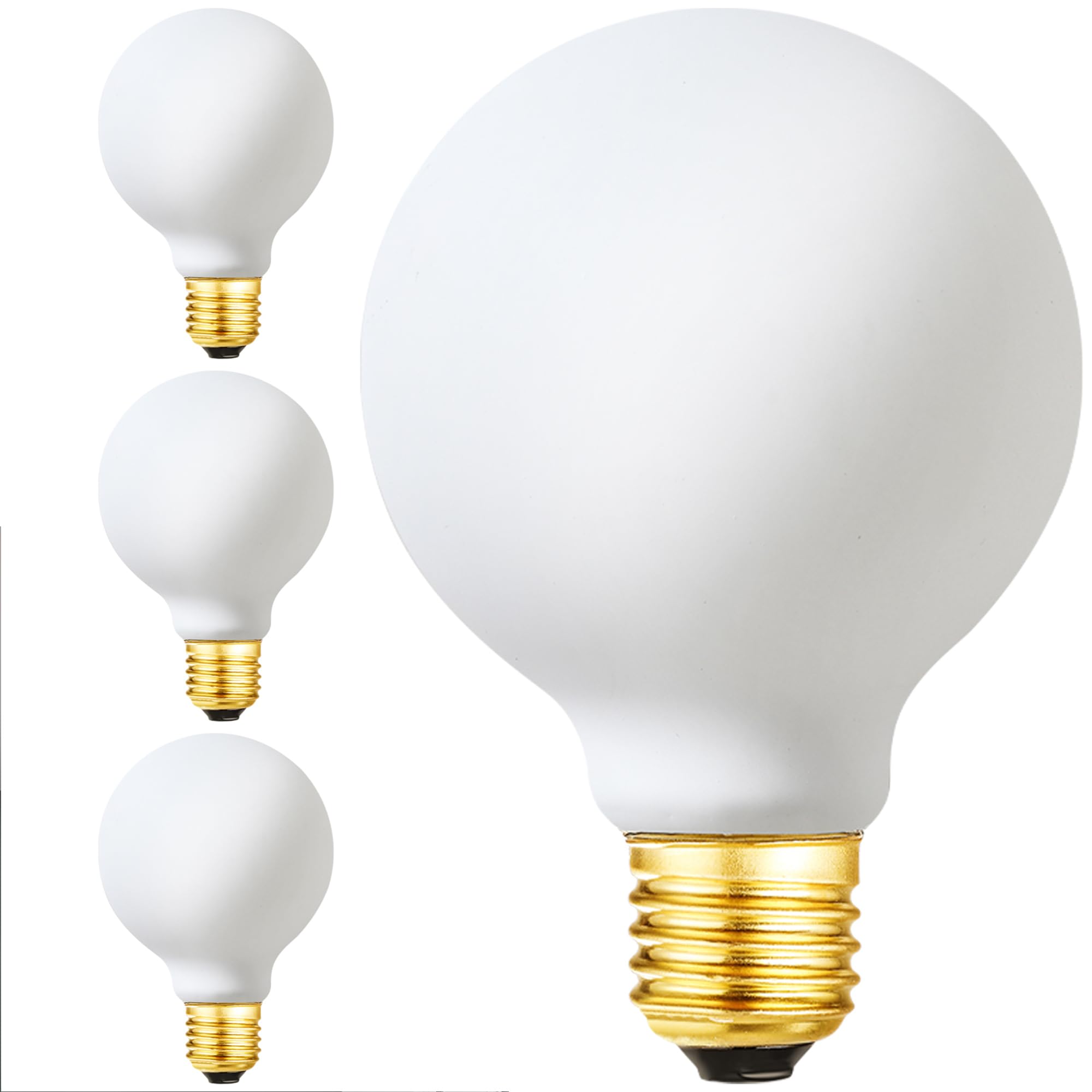 LEOOLS G25 LED Light Bulb E26 Base Matt Opal Porcelain Warm White 2700K Dimmable Edison 8W Led Globe Bulb 850LM 75 Watt Equivalent Outside Frosted Glass G80 Vintage LED Edison Globe Light Bulb 4 Pack.
