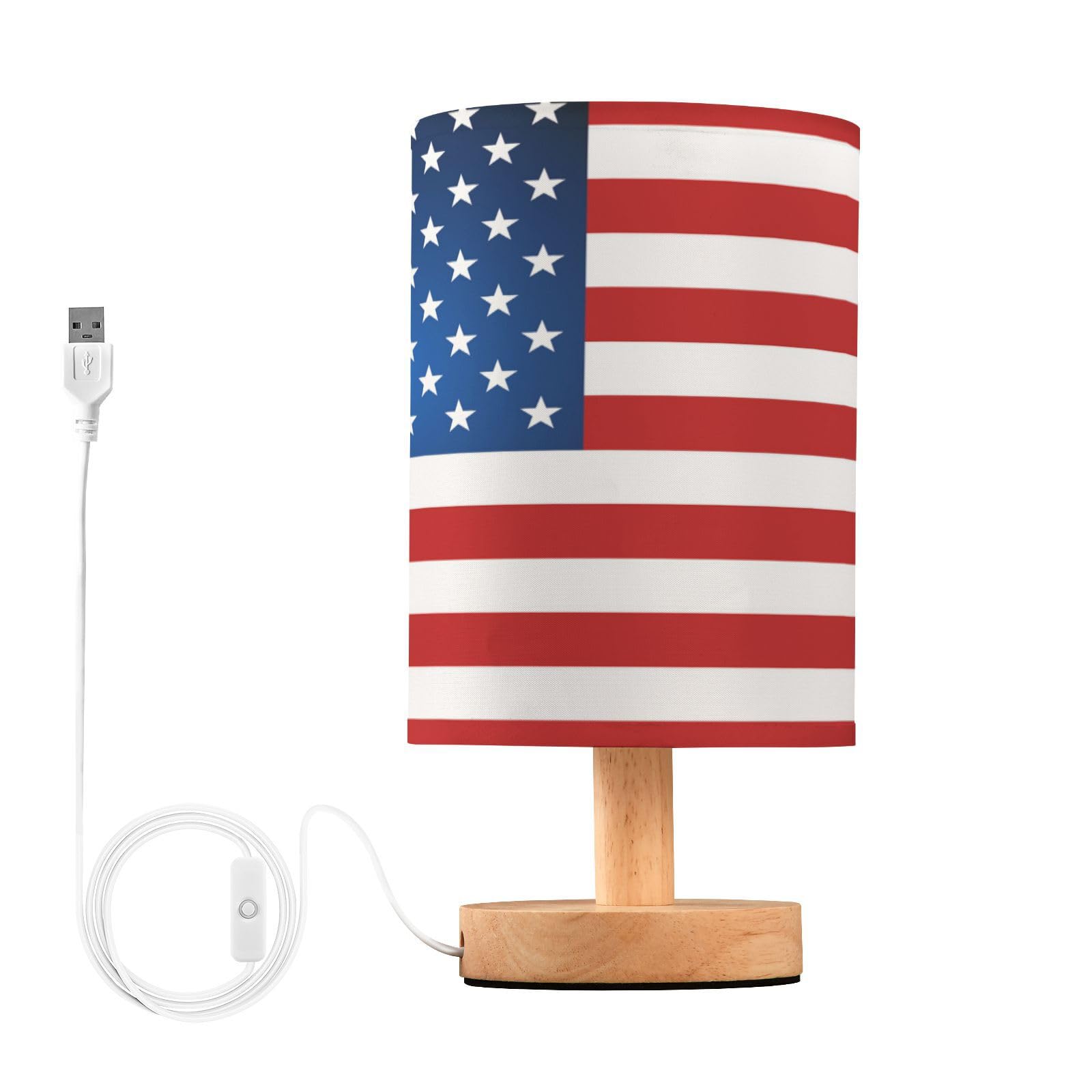 ALAZA Table Lamp with USB Port Bedside Lamp US American Flag Independence Day Small Nightstand Lamp Desk Lamp for Bedroom Gifts 