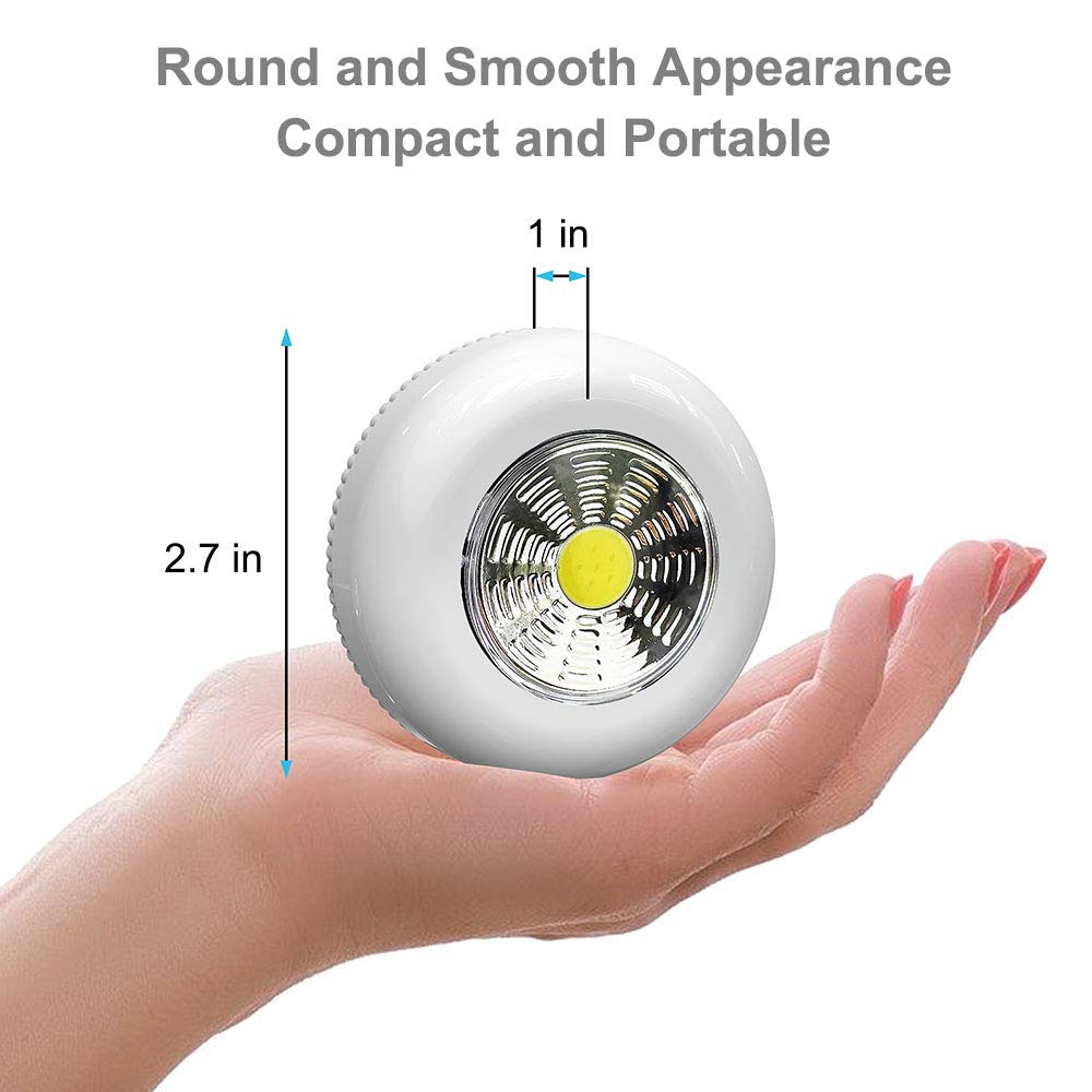 VICOX Tap Light Push Lights, 6-Pack LED Puck Lights, Battery Operated, Portable Touch Lights for Indoor/Outdoor Use