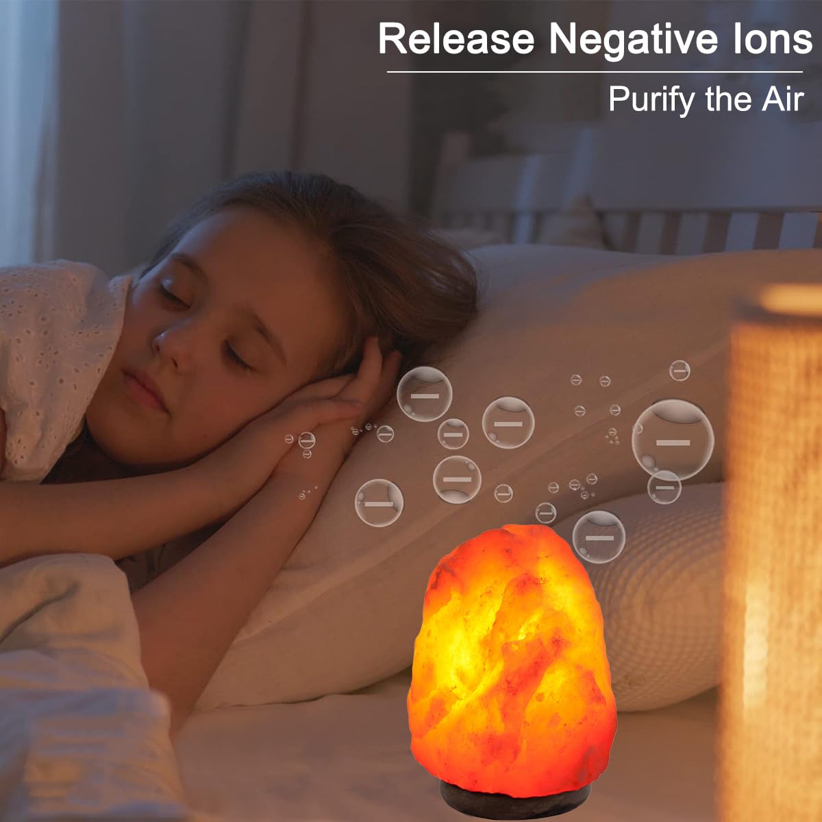 FANHAO Himalayan Salt Lamp, HS90, 100% Natural Crystal, Multicolor Changing Light, Hand Crafted Night Light, Natural Size