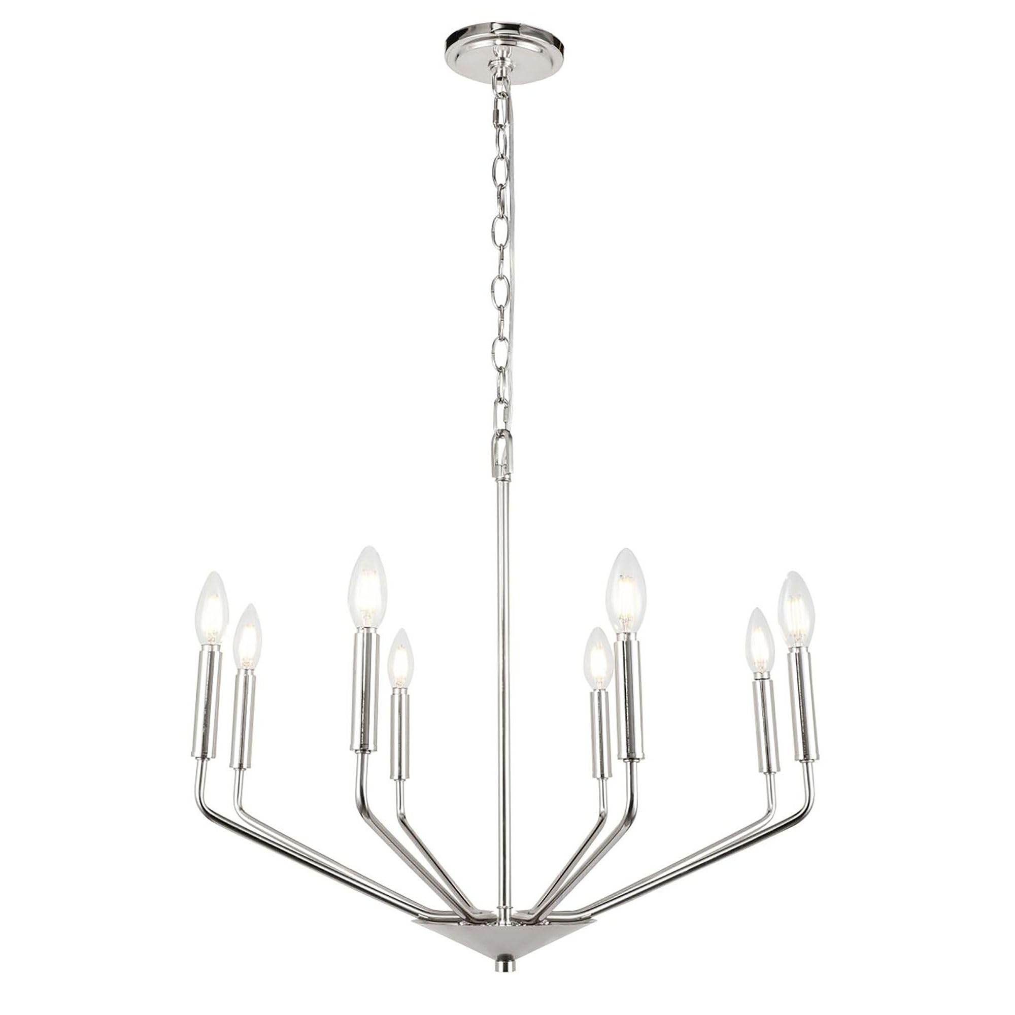 Living District Chrome 8-Light Pendant Ceiling Light - Modern Metal Home Decor, 25&quot;W X 21&quot;H