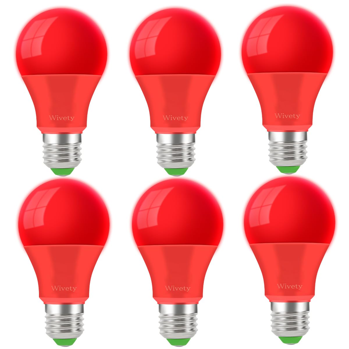 Wivety Red Light Bulb, A19 E26 Base, 9W Led Red Lightbulbs For Outdoor Porch, Indoor Party Decoration, Holiday Lighting, Hallowe