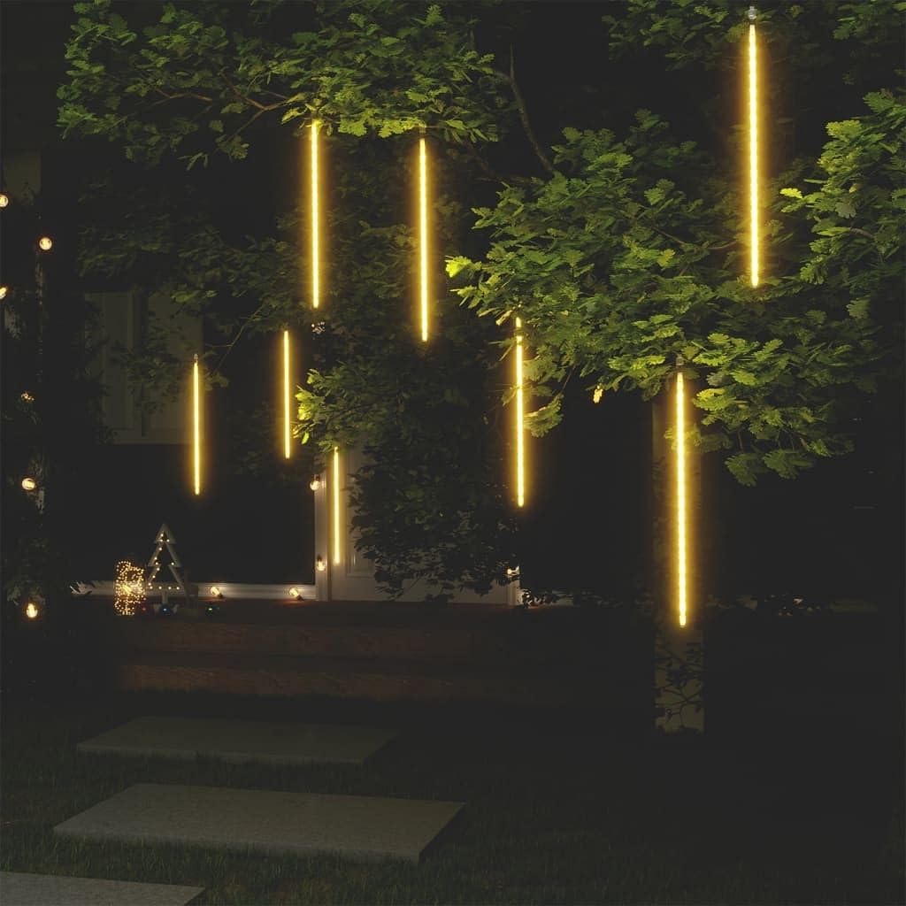 vidaXL Meteor Lights 8 pcs 19.7in Warm White 288 LEDs Indoor Outdoor, Model 328546, Plastic Material