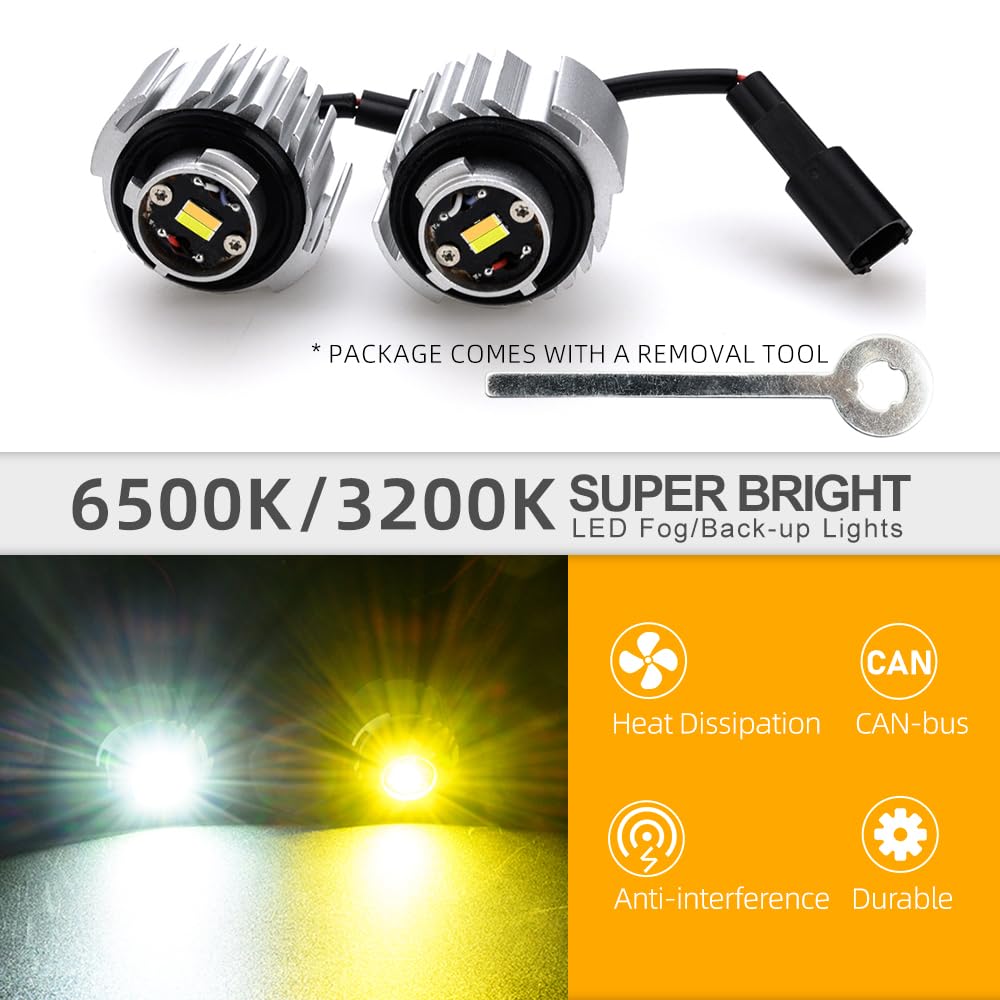 nsautolighting L1B LED Fog Light Bulbs - Dual Color 6000K White/3000K Amber for 2020+ Honda Civic/Accord/CR-V/Ridg
