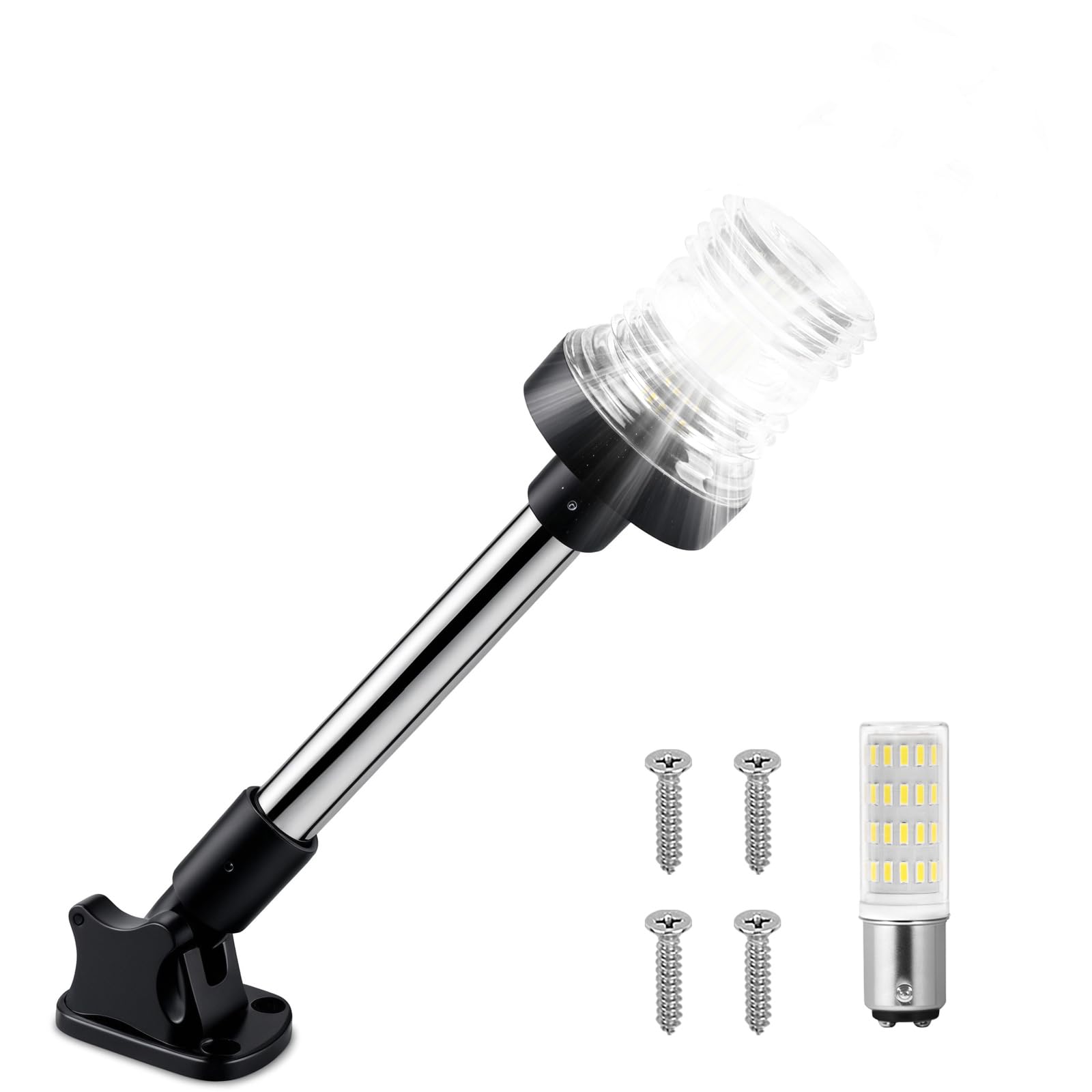 Obcursco Boat Stern Lights, IP67 Waterproof Fold-Down White LED Anchor Light for Marine, Pontoon, Fishing, Bass, and Jon Boats(9