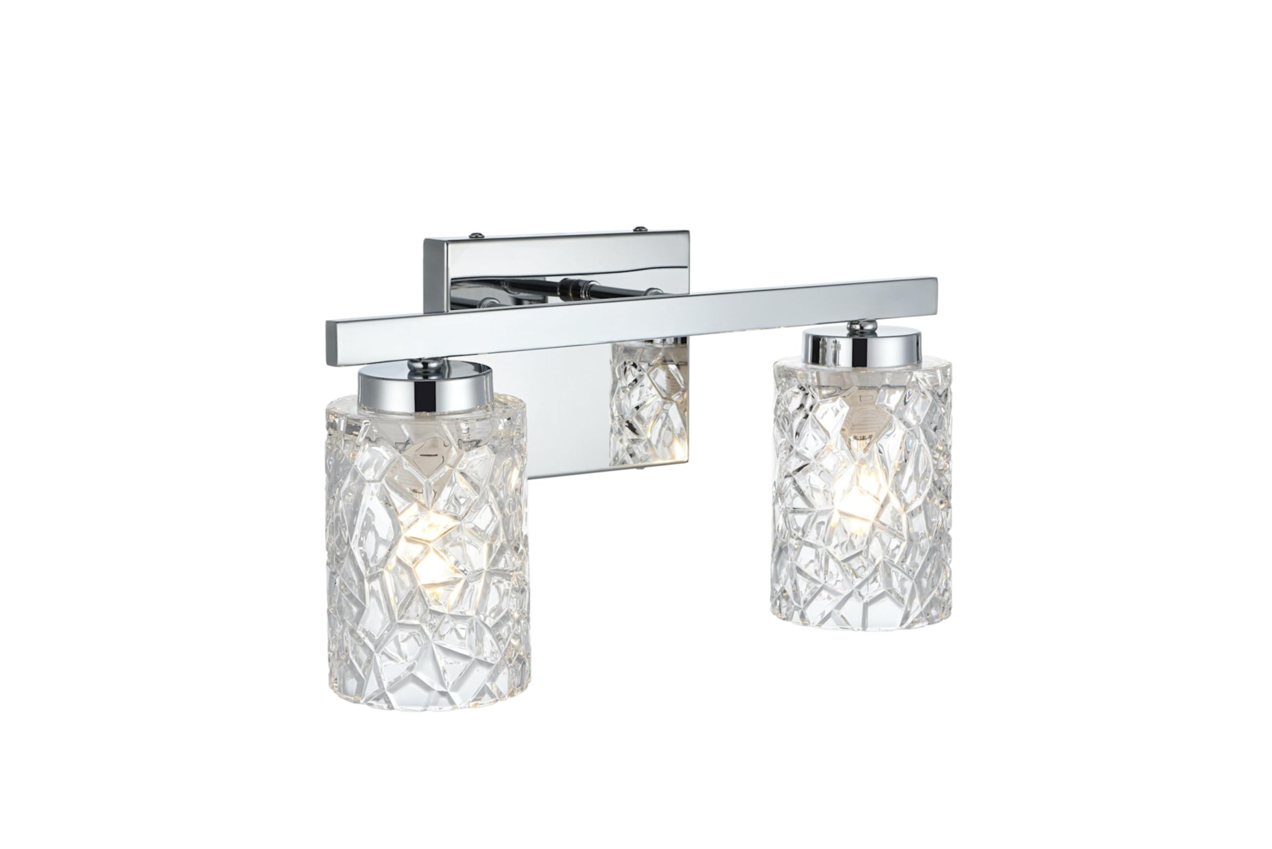 Living District Indoor Modern Home Decorative Bright Ceiling Cassie 2 Lights Bath Sconce in Satin Nickel with Clear Shade