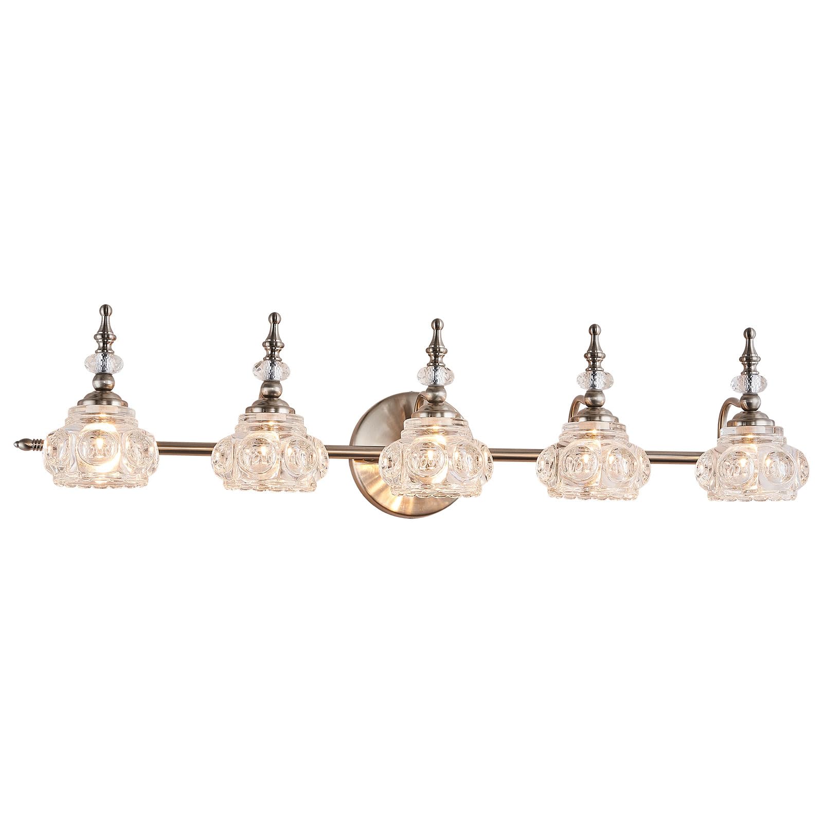 Zilanl Modern Bathroom Brushed Nickel Vanity Light Fixtures Vintage 5-Light Vanity Lights Bathroom Lighting Fixtures Living Room Vanity Lighting Fixtures Over Mirror
