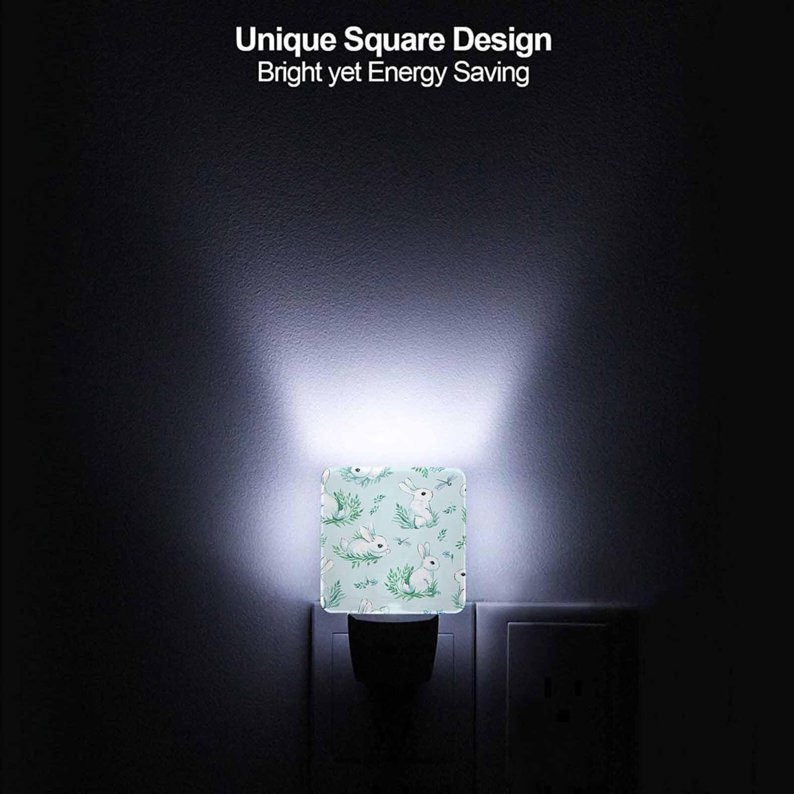 Chrobak LED Night Light with Dusk to Dawn Sensor, White Rabbits Design, Model WML-Night-Light-231023-123