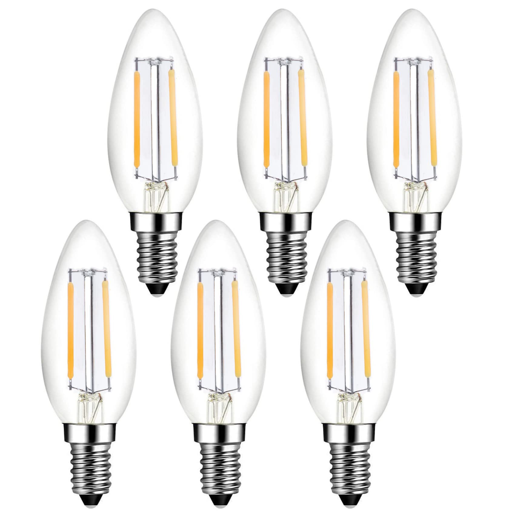Beonllay E14 European Base Led Candelabra Light Bulbs 25W Equivalent, 110V 2700K Warm White E14 Led Bulbs 2W 250Lm For Turkish L