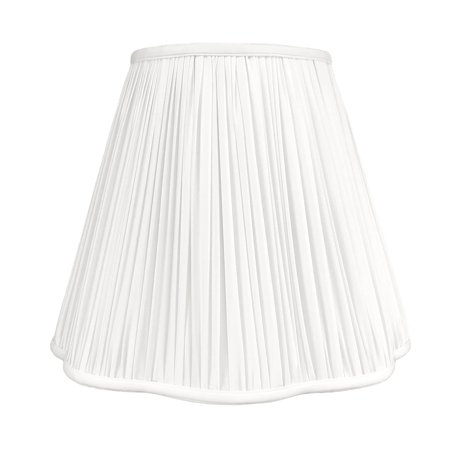 Royal Designs Bottom Scallop Gather Pleat Basic Lamp Shade, White, 8&quot; X 16&quot; X 13&quot;